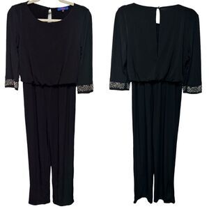 Twiggy London Black Long Sleeve Jumpsuit 3/4 Sleeve Romper Keyhole Back